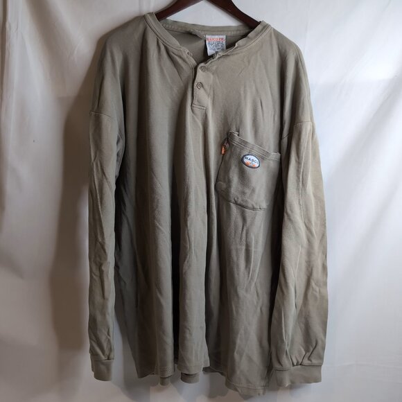 Rasco Flame Resistant FR Men's Khaki/Beige Long Sleeve Shirt Chest Pocket, 3XL - Picture 1 of 9